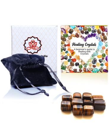 Healing Crystals India Real Crystals and Healing Stones - Healing Crystals for Beginners- Healing Stones Tumbled Crystals for Witchcraft (10 Tiger Eye) 10 Tiger Eye