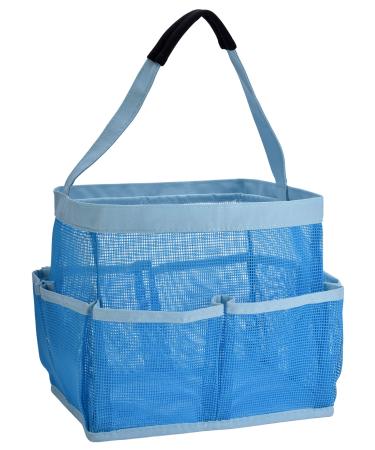 Mesh Shower Bag - Easily Carry, Organize Bathroom Toiletry Essentials While Taking a Shower. (9-Pockets | Blue)