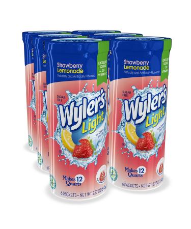 Wyler's Light Pitcher Packs (6 per canister), Strawberry Lemonade Drink Mix, includes 6 canisters (36 Total Pitcher Packs) Strawberry Lemonade Standard Packaging