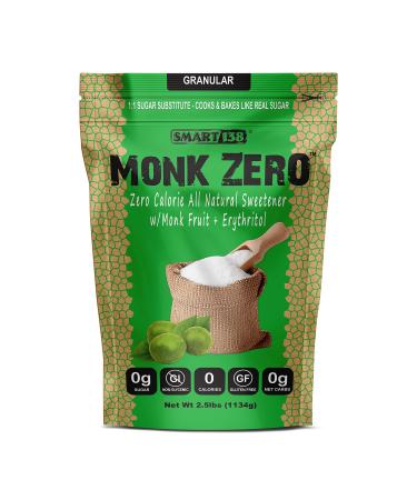 Monk Zero - Monk Fruit Sweetener, Non-Glycemic, Keto Approved, Zero Calories, 1:1 Sugar Substitute (Granular, 40oz) Granular 40 Ounce (Pack of 1)
