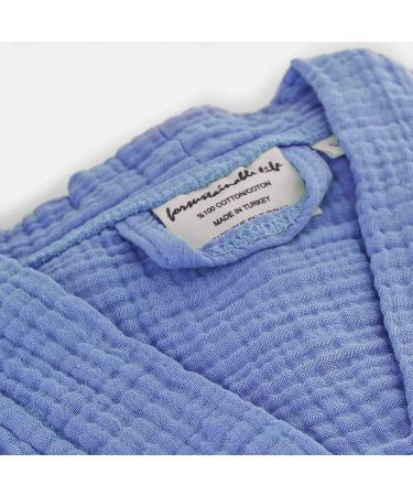 Sustainable Life Turkish Cotton Unisex Bathrobe - Soft & Absorbent Muslin Garment Washed - S-M Sky Blue - Buy Online on GoSupps.com