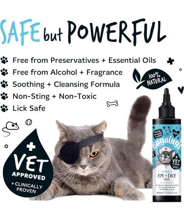 BUGALUGS Dog Eye Drops for infection 200ml Antiseptic eye drops for dogs puppy & cats. Antibacterial First aid for dry itchy irritated gunky & tear stain eyes. Eye Wash Cleaner Cat 200ml - Buy Online on GoSupps.com