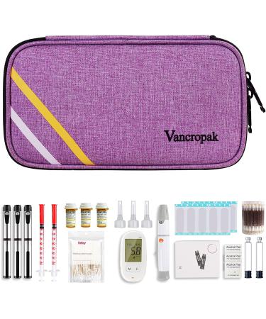 Diabetic Travel Case for Women | Double Layer Insulin Cooler with Ice Packs | Pen & Medication Storage Pockets | Purple - Buy Online on GoSupps.com