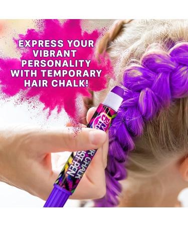Hair Chalk Pens Set - 10 Rainbow Colors - Temporary Hair Color Kit for Girls - Washable Hair Dye - Ideal for Party Dress Up - Kids Age 6 - Buy Online on GoSupps.com