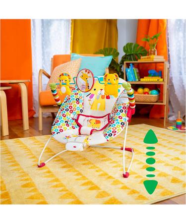 Bright Starts Playful Pinwheels Portable Baby Bouncer with Vibrating Seat and Toy Bar - 19.8x13.1x3.4 Inch - Ages 0-6 Months - Buy Online on GoSupps.com