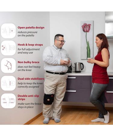 Plus Size Open Patella Knee Brace with Stabilizers for Meniscus Tear, Knee Pain, Arthritis - 4XL/5XL/6XL Black - Buy Online on GoSupps.com