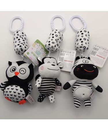 Eikada Baby Rattling Toys - High Contrast Black & White Newborn Plush Toys for Car Seat Baby Bed & Stroller (3 Pack) - Buy Online on GoSupps.com