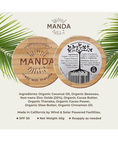 MANDA Organic Sun Paste SPF 50 - Reef & Ocean Safe Sunscreen for Active Lifestyles - 1.4oz - Buy Online on GoSupps.com