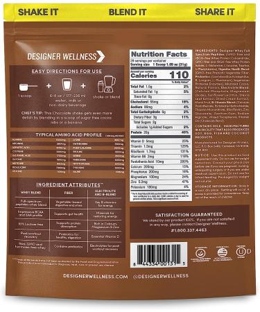 Designer Wellness Designer Whey Natural Protein Powder with Probiotics, Fiber, and B-Vitamins - Gluten-Free Gourmet Chocolate 2 lb - Buy Online on GoSupps.com