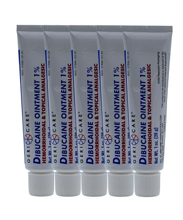 GeriCare Dibucaine Hemorroid Ointment 1% | Hemorroidal & Topical Analgesic 1oz (5 Pack)