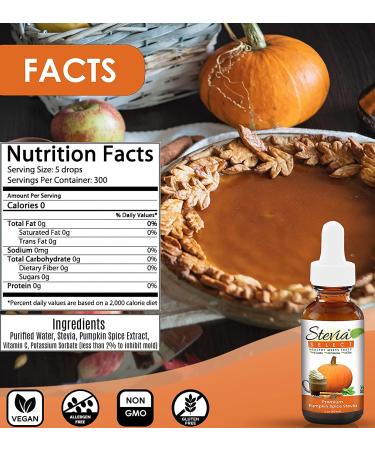Stevia Select Pumpkin Spice Liquid Stevia Drops - 2 Oz | Zero Calorie Sweetener Extracted from Sweet Leaf | Keto Friendly & Sugar-Free - Buy Online on GoSupps.com