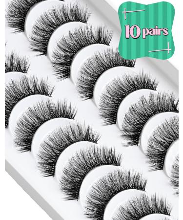 Buy 10 Pairs of Full Volume 3D Faux Nerz Cat Eyelashes - Glam Look D-M03 (13mm) for Ultimate Eye Makeup | International Shipping Available - Buy Online on GoSupps.com