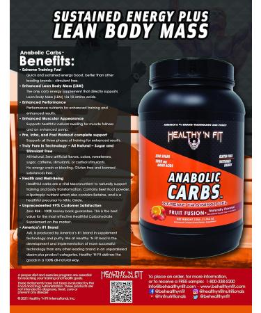 Healthy 'N Fit Anabolic Carbs (Natural Fruit Fusion Flavor 3lbs): The Next GEN All-Natural Carbohydrate Xtreme Training Fuel That Supports Muscle Growth and Pumps - Buy Online on GoSupps.com