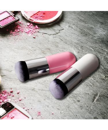 2-Piece Chubby Kabuki Makeup Brush Set for Liquid, Cream, and Powder Cosmetics - White/Rose Gold and Pink/Silver - Buy Online on GoSupps.com