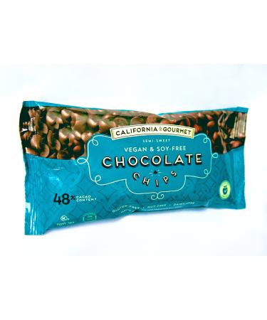 48% Cocoa Vegan Chocolate Chips Soy Free Dairy Free Kosher for Passover Gluten Free Nut Free 8 oz. bags  (3 Pack) 8 Ounce (Pack of 3)