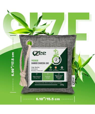 VZee 8 Pack x 200g Charcoal Bags Odor Absorber with 8 Ropes - Activated Bamboo Charcoal Air Purifying Bag for Room, Pets, and Basement Smells - Buy Online on GoSupps.com