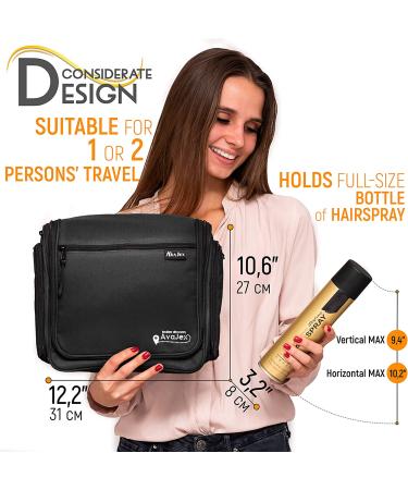 Premium Large Hanging Travel Toiletry Bag for Men and Women - Toiletry Organizer - Waterproof Hygiene Bag with Metal Xxl Swivel Hook  YKK Zippers and 19 Compartments for Toiletries  Makeup  Cosmetics Jet Black - Buy Online on GoSupps.com