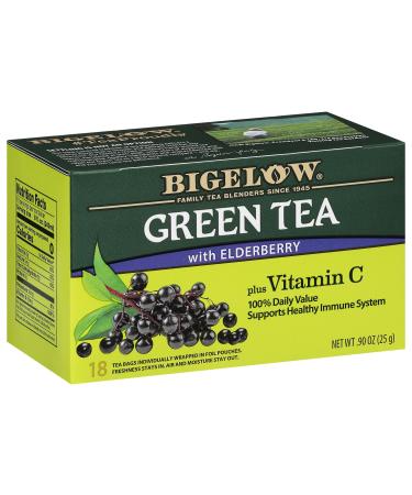 Bigelow Tea Green Tea Elderberry plus Vitamin C Caffeinated 18 Total Tea Bags (Pack of 1)