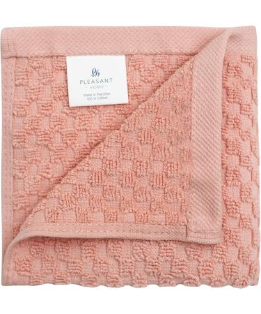 Pleasant Home Washcloths Set - 12x12 12 Pack, 550 GSM Ring Spun Cotton - Super Soft & Absorbent Face Towels (Blush Combo Check Design) - Buy Online on GoSupps.com