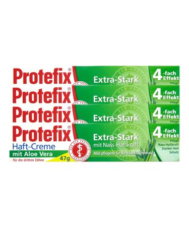 4x Protefix Adhesive Cream Aloe Vera Extra-Strong with wet adhesive power 40 ml piece