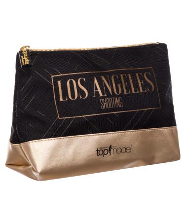 Brandselle Women's cosmetic bag |Make up bag |Cultural bag |Make-up bag with motifs in the style of Germany's next top model Los Angeles Gold-Schwarz approx. 20x14x8 cm