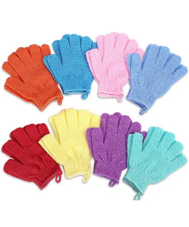 Exfoliating Gloves 8 Pairs Exfoliating Bath Gloves Soft Nylon Body Scrub Gloves Double Sided Exfoliating Shower Gloves for Spa Massage Beauty Skin Shower Scrubber Bathing Accessories 8 Colors