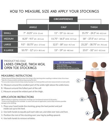 Truform Women's Compression Stockings 20-30 mmHg - Thigh High Open Toe Opaque Medium Beige - 1 Pair - Buy Online on GoSupps.com