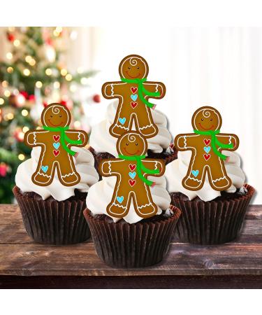PRECUT Gingerbread Man Cupcake Toppers Edible Christmas Cake Decorations Christmas Decorations Christmas Gingerbread Man Cake Topper (12) - Buy Online on GoSupps.com