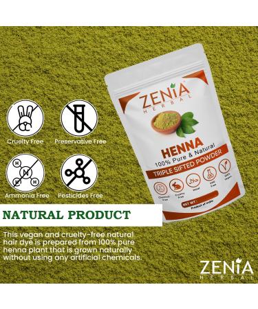 Zenia 100% Pure Natural Henna Powder | 908g | Chemical-Free Orange-Red Hair Color | Triple Sifted from Rajasthan | International Shipping Available - Buy Online on GoSupps.com