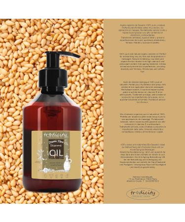 Organic Sesame Oil 100% Pure & Cold-Pressed - Premium Food & Cosmetic Quality | 500 ml Ayurvedic Massage Oil - Eco-Certified - Buy Online on GoSupps.com