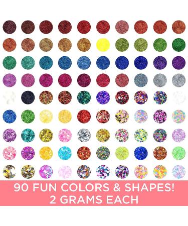 Horizon Group USA 90-Pack Glitter Set - Fine, Chunky, Neon Glitter in Various Shapes for Crafts, Slime, Epoxy, Tumblers - Body Glitter Included - Buy Online on GoSupps.com