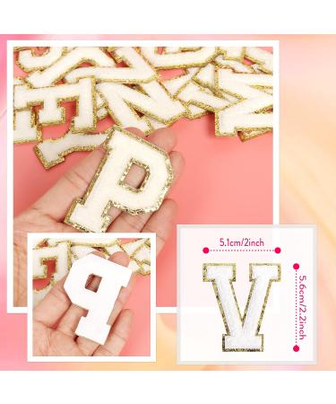 White Letter Chenille Patches - 26PCS Self-Adhesive Iron on Letters, Varsity Alphabet Embroidered Applique for Clothing and Accessories - Buy Online on GoSupps.com
