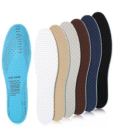 6 Pairs Shoe Insoles Women Thin Breathable Shoe Pads Inserts Ultra Soft Cushioning Walking Comfort Double Layer Latex Foam Insoles with Holes Fit in Any Shoe Unisex Men 7-11 Woman 2-8 (Simple Colors)