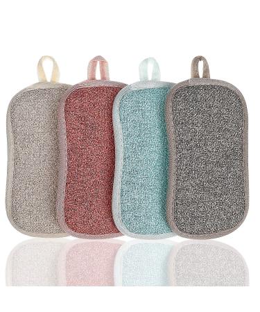 Scrubbing Sponge Kitchen Scouring Pads Washing up Pad Double Side Sponges Scourer Wash Pad Cloth Non-Scratch Scouring Pads for Cleaning Great for Non Stick Pan Pot (4 Pieces)