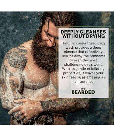 Live Bearded All-Natural Charcoal Body Wash for Men - Exfoliating & Moisturizing Shower Gel with Bourbon Bitters Citrus | International Shipping - Buy Online on GoSupps.com