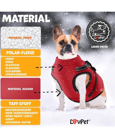 Lovpet Dog Jacket & Coat - Waterproof Padded Vest with 45 Feces Bags Reflectors D-Ring | Winter Dog Wear in Bordeaux Red 3XL - Buy Online on GoSupps.com