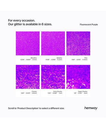 Hemway Premium Ultra Sparkle Glitter - Fluorescent Purple Extra Chunky 100g for Arts Crafts Nails Cosmetics & Festivals | Multi-Purpose Metallic Flake - Buy Online on GoSupps.com