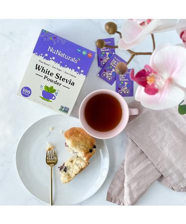 NuNaturals NuStevia White Stevia Powder - 100 Packets (3.5 oz) - Natural Sweetener - Buy Online on GoSupps.com