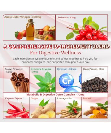 Liposomal Apple Cider Vinegar 500 mg Berberine + Ceylon Cinnamon | Advanced Absorption | Metabolic Digestive & Detox Support | 150 Capsules 150 count (pack of 1) - Buy Online on GoSupps.com