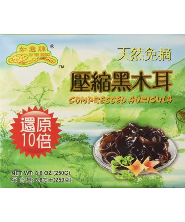 Premium Dried All Natural Compressed Chinese Auricularia Black Fungus Mushroom (Black Wood Ear Mushroom) - 8.8 Oz -- 10 Times Volume Yield After Soaking