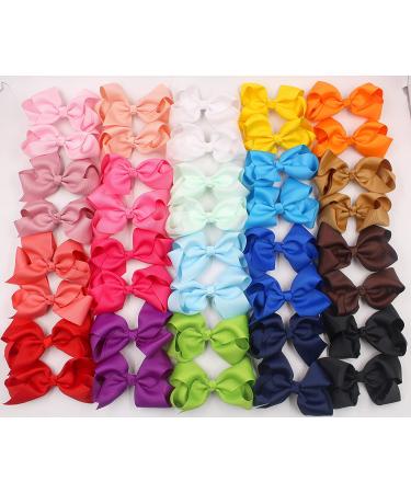 40 Pack 4.5 Inch Hair Bows for Girls - Grosgrain Ribbon Boutique Hair Bow Alligator Clips in 20 Colors - Perfect for Teens, Toddlers, and Kids - Buy Online on GoSupps.com