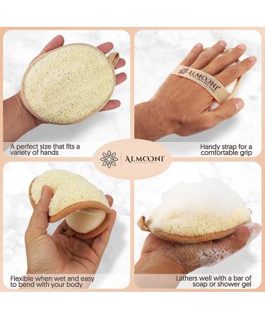 Almooni Premium Exfoliating Loofah Pad Body Scrubber - Natural Egyptian Shower Sponge for Deep Cleaning - 2 Count (1 Pack) - Buy Online on GoSupps.com