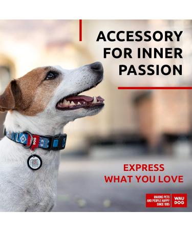 Waudog Ethno Blue Nylon Dog Collar for Large & Medium Dogs - Adjustable 23-35 cm 15 mm Width | Perfect for Puppies & Small Breeds - Buy Online on GoSupps.com