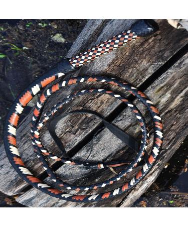 Premium 16 Plaits Real Cowhide Leather Indiana Jones Whip | 4ft-16ft Long | Equestrian Bull Whip with Crackers - Beige/Black/Tan - Buy Online on GoSupps.com