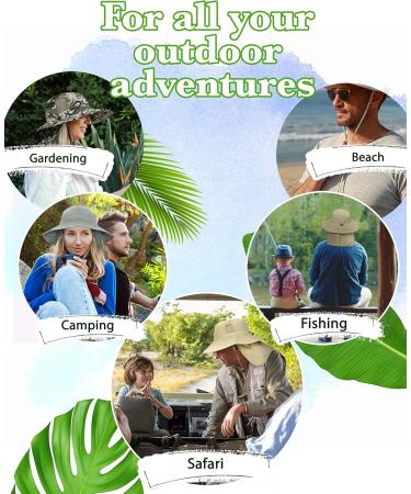 Outdoor Solar Hat for Men | Foldable Bucket Hat with UV Protection | Summer Cap with Neck Protection for Hiking Safari Beach - Gray - Buy Online on GoSupps.com