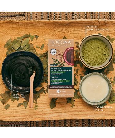Logona Herbal Hair Color - Vegan Chestnut Brown Powder with Organic Henna | Natural & Nourishing | 100g - Buy Online on GoSupps.com