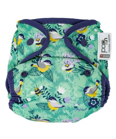 Close Parent - Eco-Friendly Waterproof Nappy Cover in Green Round The Garden Adjustable Popper Design for Newborn to Toddler - Fits Flat & Fitted Nappies