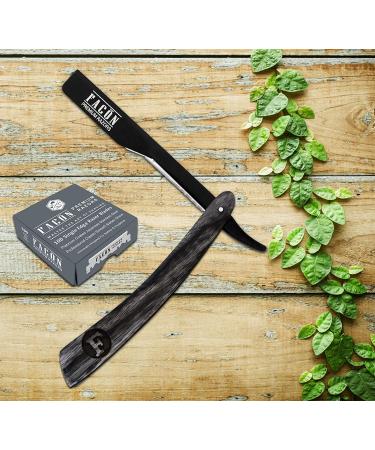 100 BLADES + Facn Professional Wooden Straight Edge Barber Razor - Salon Quality Shavette - Buy Online on GoSupps.com