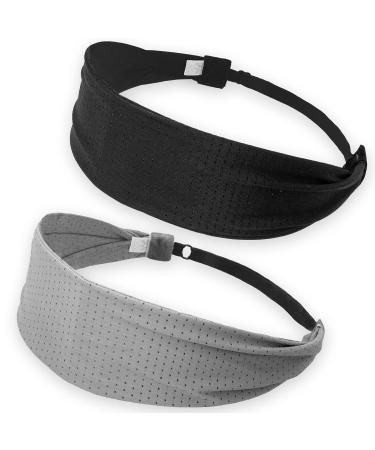 FROG SAC 2 Sport Headbands for Girls, Adjustable Non Slip Athletic Sports Hair Bands for Women, Teen Girl Black and Gray Nonslip Stretch Elastic Workout Mesh Headband for Yoga Running Exercise Soccer Black/Gray - Buy Online on GoSupps.com