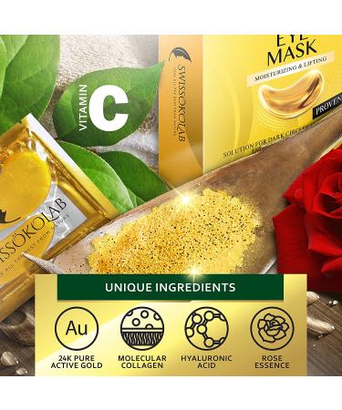SWISSKOLAB 24k Gold Under Eye Patches for Puffy Eyes - Dark Circle & Puffiness Treatment with Collagen, Hyaluronic Acid - Moisturizing Gel Pads for Wrinkle Reduction - Anti-Aging (Package Varies) - Buy Online on GoSupps.com